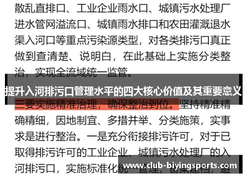 提升入河排污口管理水平的四大核心价值及其重要意义